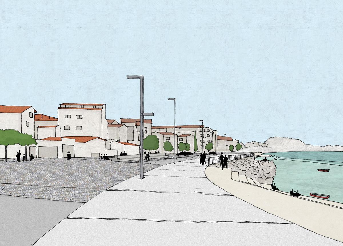 Dibujo de la integracion urbana del frente maritimo de Palmeira 2023