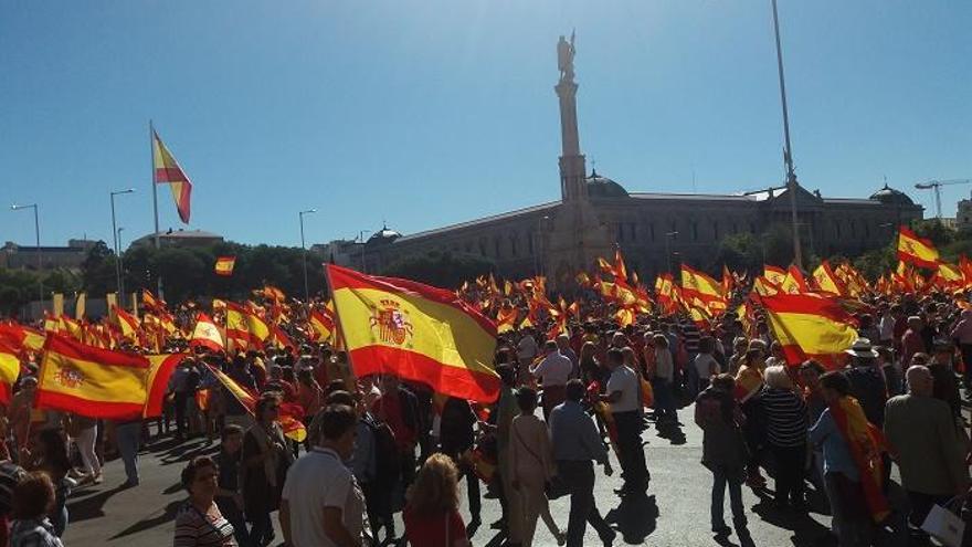 Una imagen de archivo de una manifestación convocada por el PP en la Plaza de Colón, en Madrid.