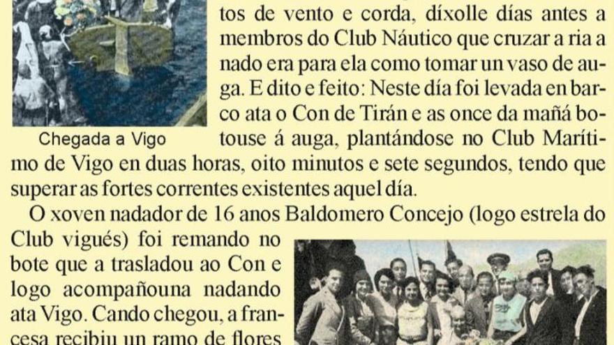 Competición de natación Rodeiramar - Náutico de Vigo en 1932.