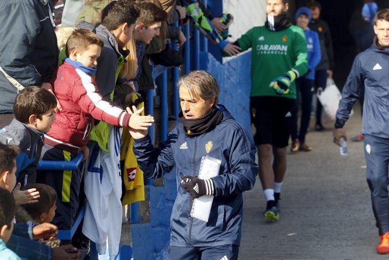 Entrenamiento a puerta abierta del Real Zaragoza en La Romareda