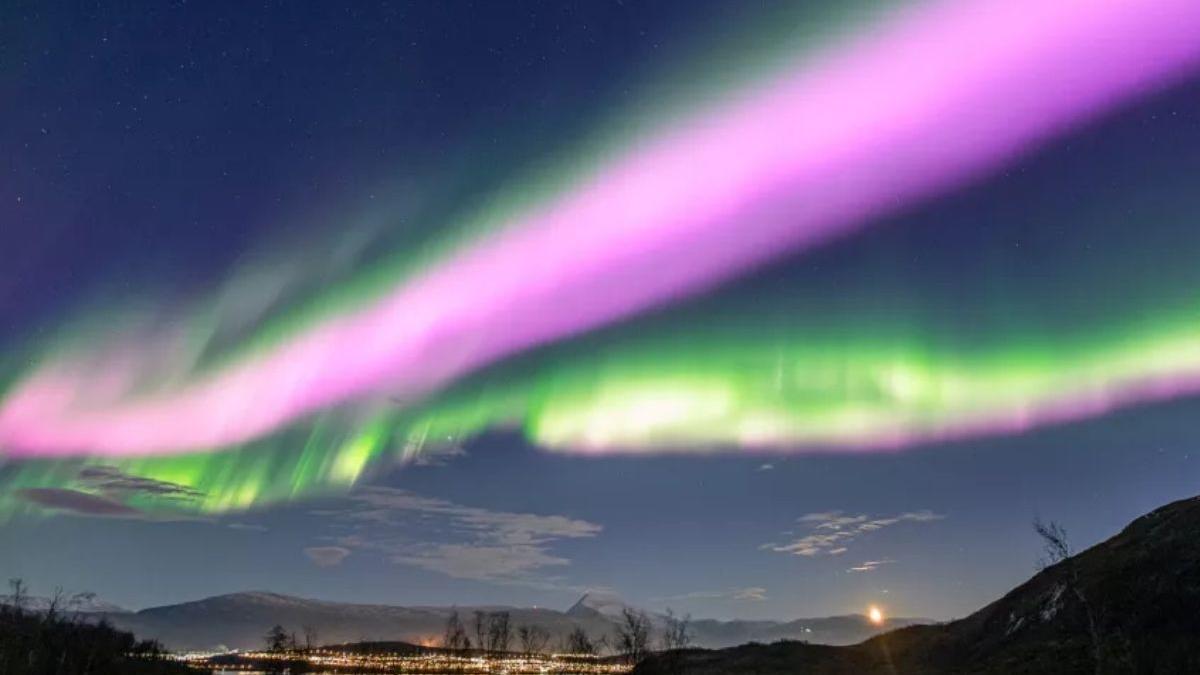 Auroras rosas extremadamente raras llenaron temporalmente los cielos de Noruega.