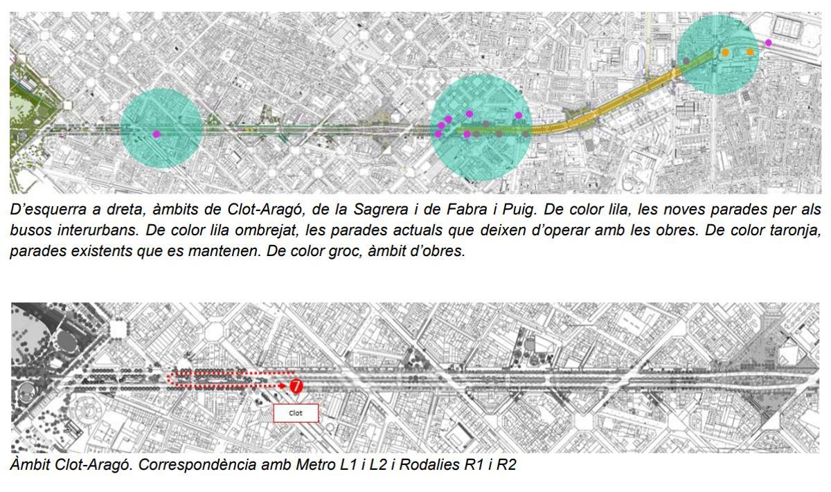 Mapa con el cambio de paradas de bus interurbano