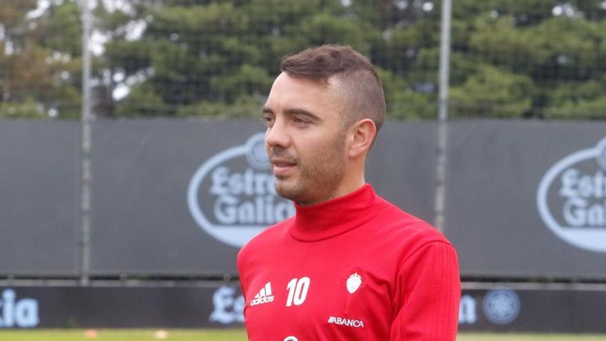 Aspas, durante un entreno de la pretemporada // ALBA VILLAR