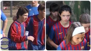 Leo Messi y Aitana Bonmatí, en su época de canteranos de La Masia