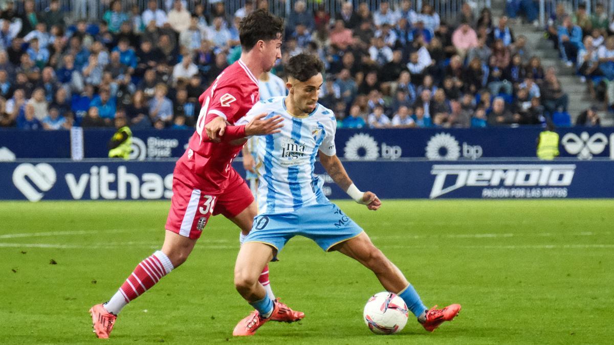 Imagen del partido de la primera vuelta entre Málaga CF y Cartagena en La Rosaleda.