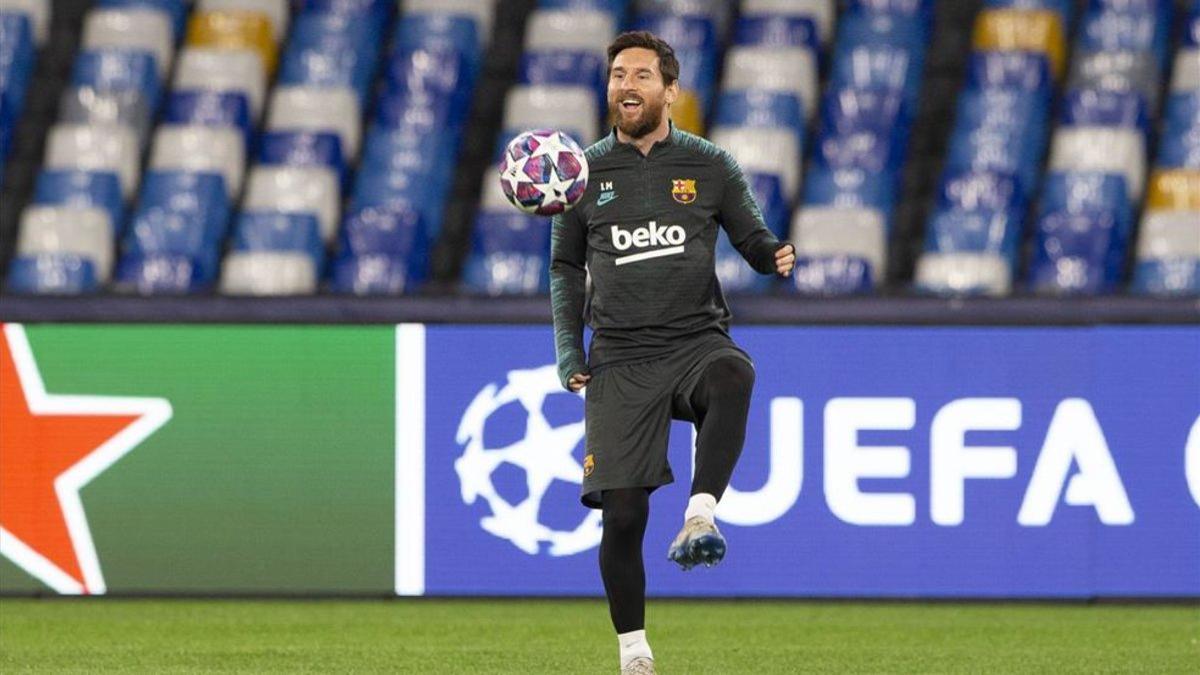 Leo Messi, en el entrenamiento efectuado en San Paolo