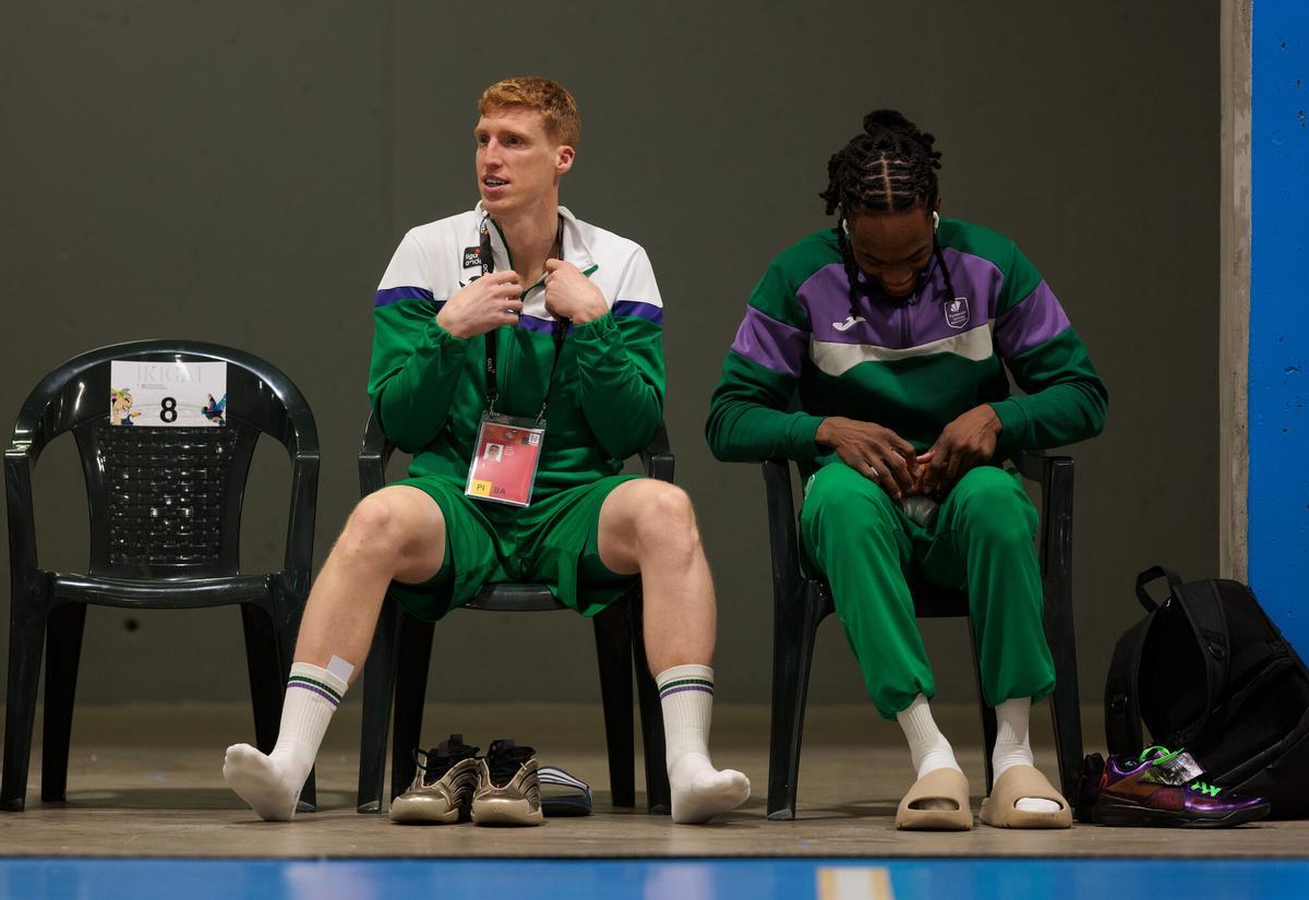 Alberto Díaz y Kendrick Perry, juntos antes de un entrenamiento durante la Copa.