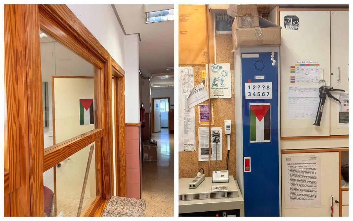 Bandera de Palestina en las aulas de un colegio público de Castelló.