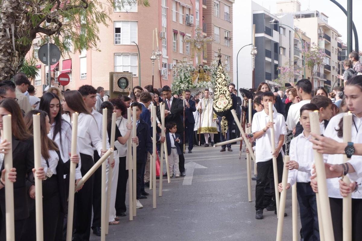 Procesión de la Santa Cruz Torre del Ángel de Salesianos en Málaga