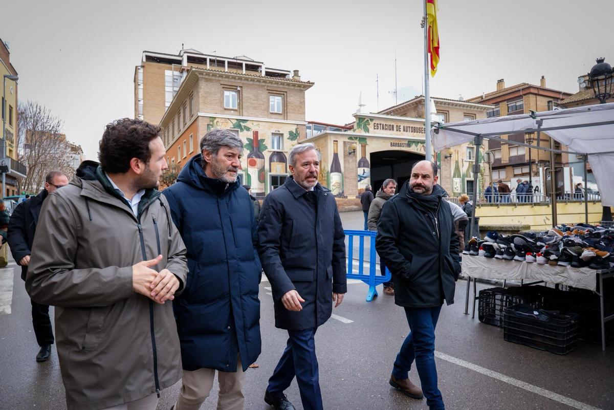 El presidente de Aragón y candidato del PP, Jorge Azcón, este lunes en Barbastro.