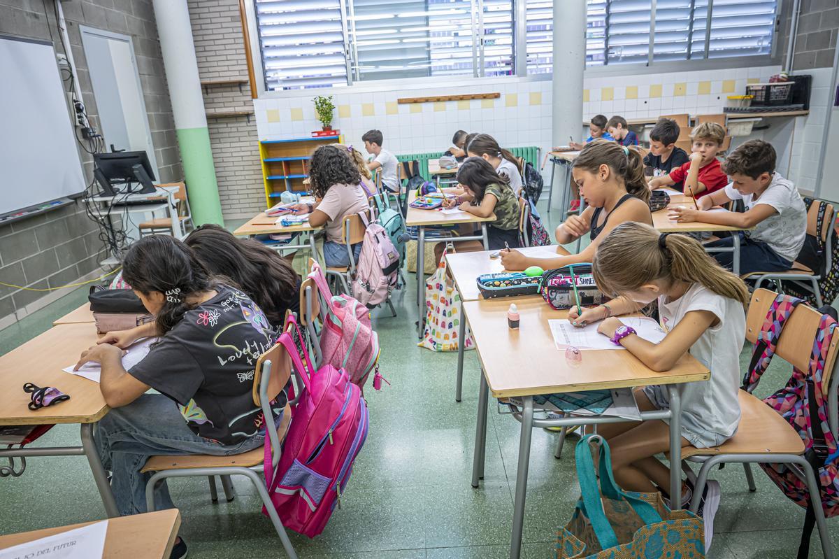 Vuelta a las aulas en el CEIP Pau Casals de Gràcia, en Barcelona.