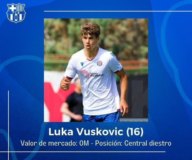 Luka Vuskovic ha despertado el interés de los grandes clubes europeos, entre ellos, el club blaugrana. Solo tiene 16 años, mide 1,93 metros y ya ha debutado con el primer equipo del Hajduk Split