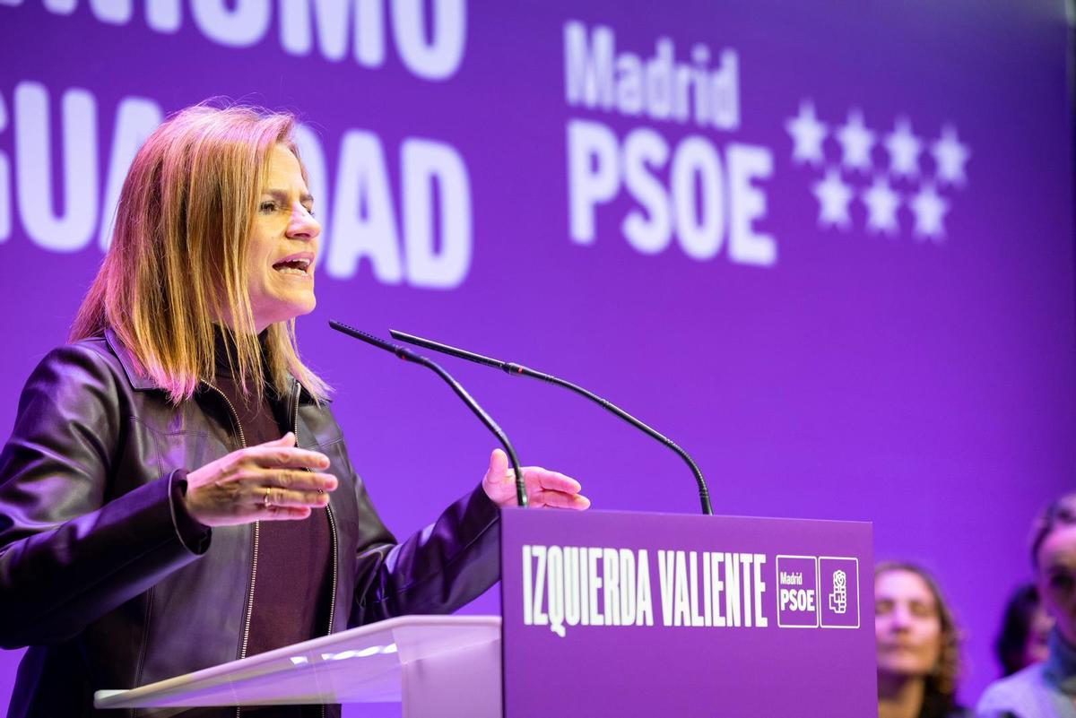 Pilar bernabé en un acto del PSOE de Madrid.