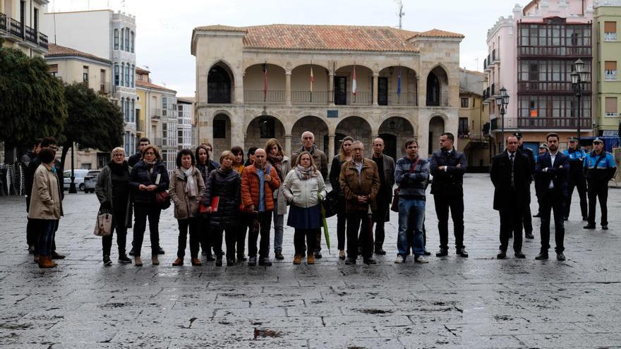 Un momento de la concentración de periodistas en la Plaza Mayor.