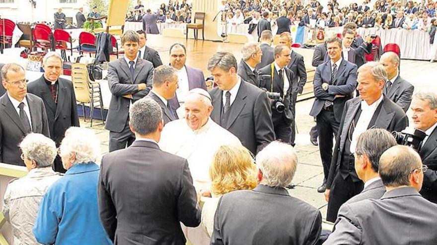 El Papa, durante el acto de ayer. | Laura Docampo