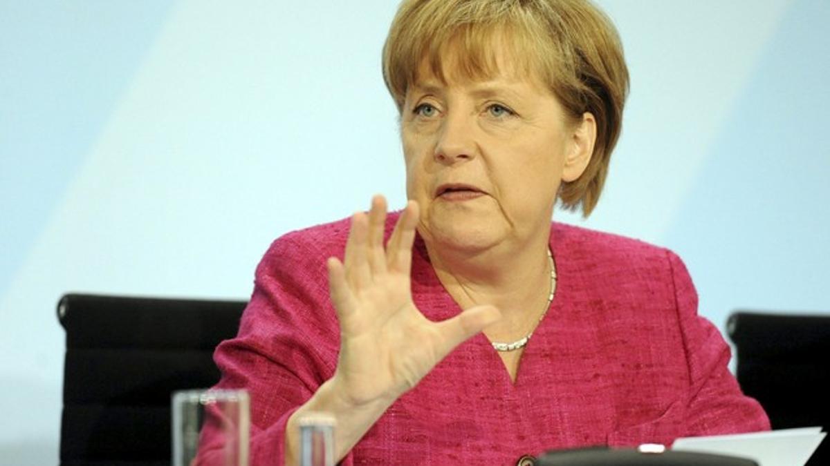 La cancillera alemana, Angela Merkel, durante una rueda de prensa, el lunes, en Berlín.