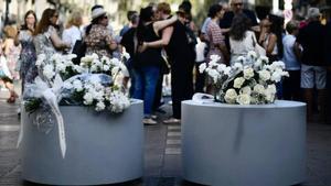Homenaje a las víctimas de los atentados del 17-A en Barcelona, en el sexto aniversario.
