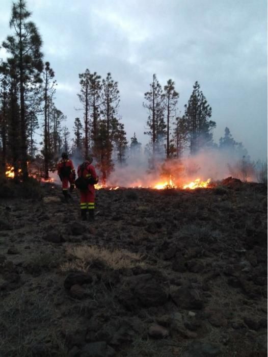 Incendio forestal declarado en el  Paisaje Lunar (cumbres de Granadilla)