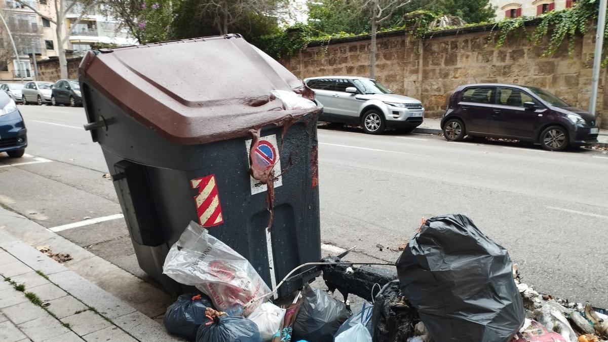 Incendian tres baterías de contenedores de madrugada en Palma