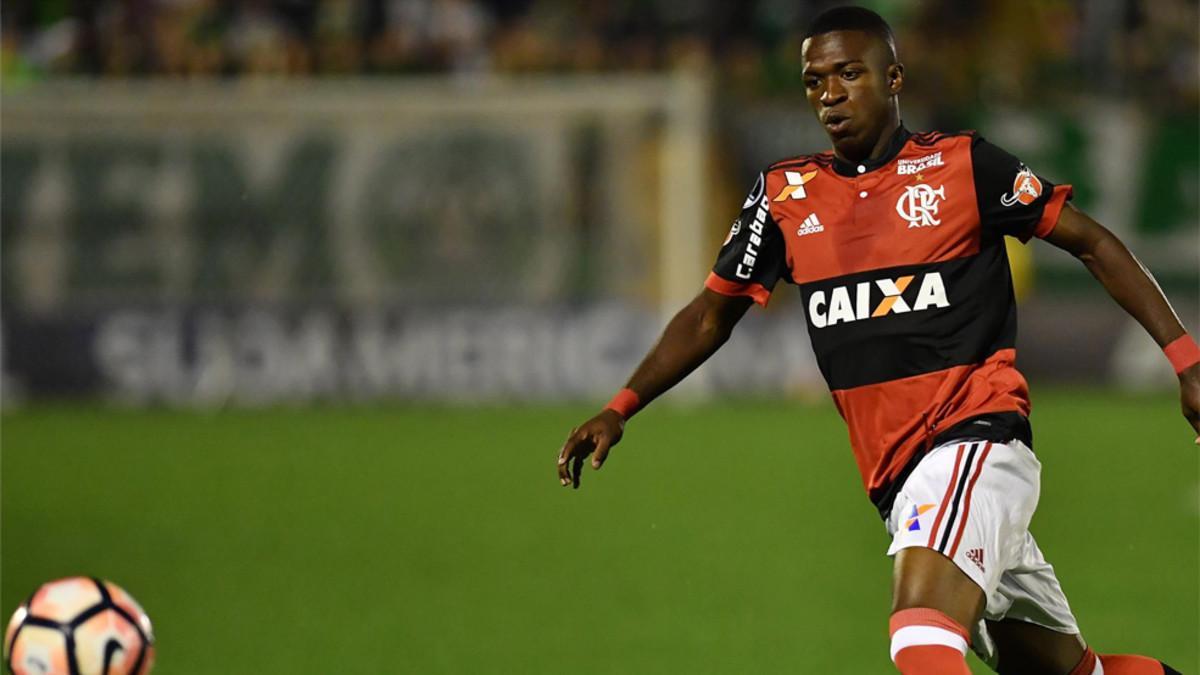 Vinicius Junior en acción durante un encuentro del Flamengo