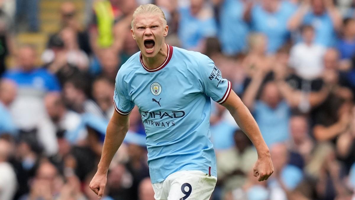 Haaland celebrando uno de sus goles ante el Crystal Palace