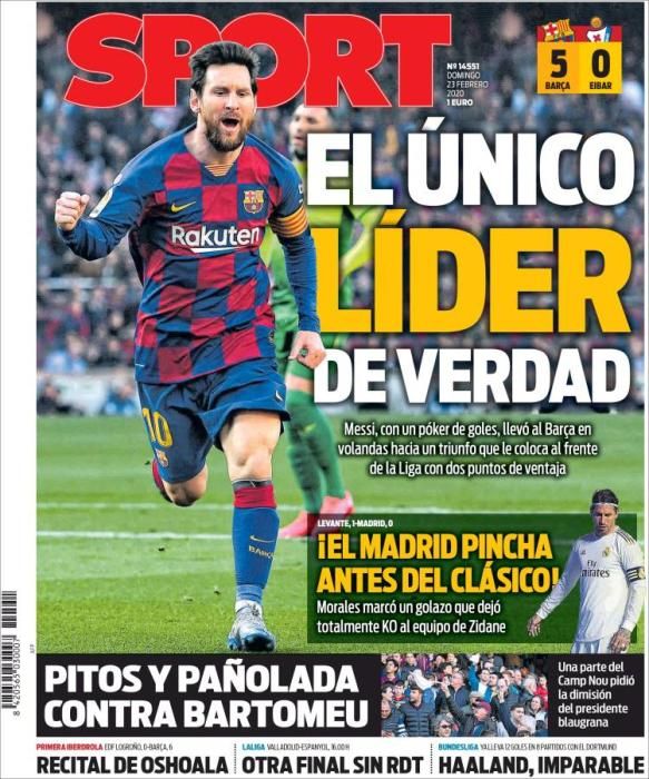 Portada SPORT domingo 23 febrero 2020