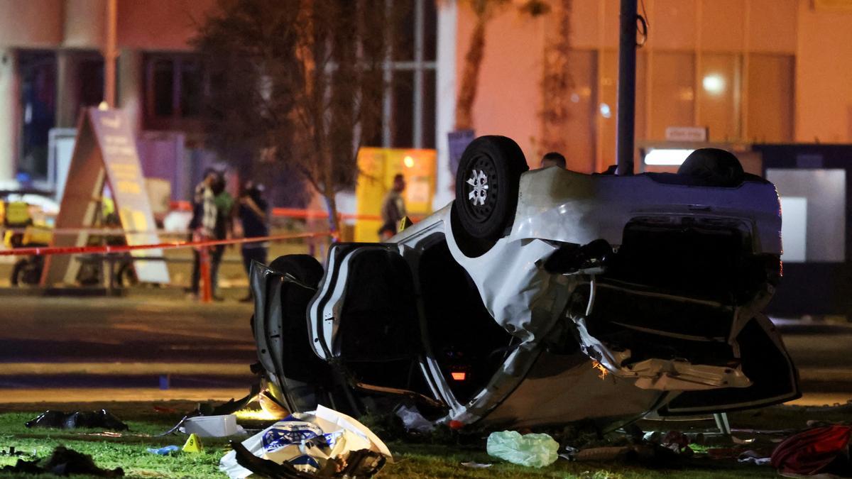 The scene of a shooting attack in Tel Aviv