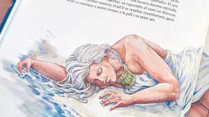 Una de las páginas del libro, con una ilustración de Laia Baldevey.