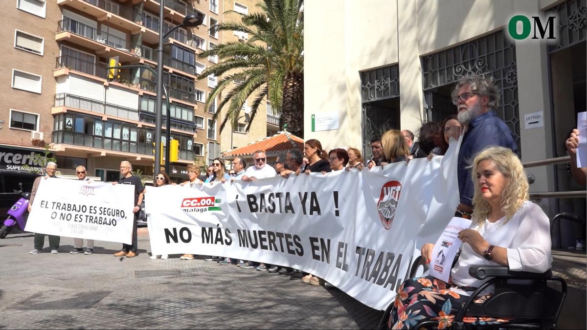 Concentración de los sindicatos este lunes para denunciar el incremento de muertes por accidente laboral en Málaga