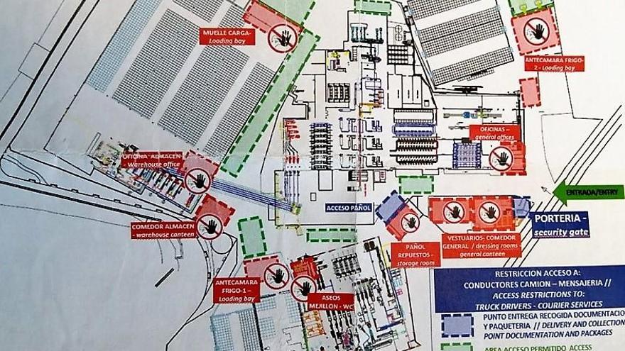 El plano con las restricciones introducidas por Bolton Food, en O Grove.