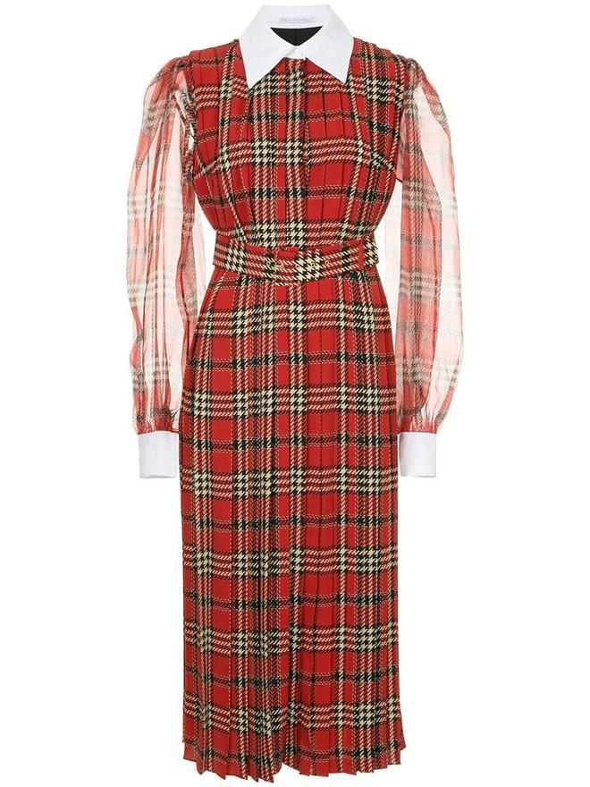 Vestido de tartan rojo lucido por Kate Middleton