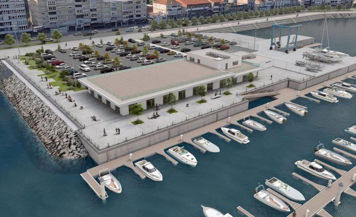 Recreación del futuro puerto deportivo de Baiona.