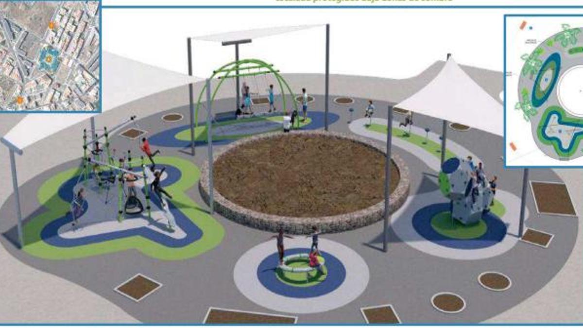 Infografía del futuro parque que se instalará en la plaza de La Cruz, en El Sobradillo.