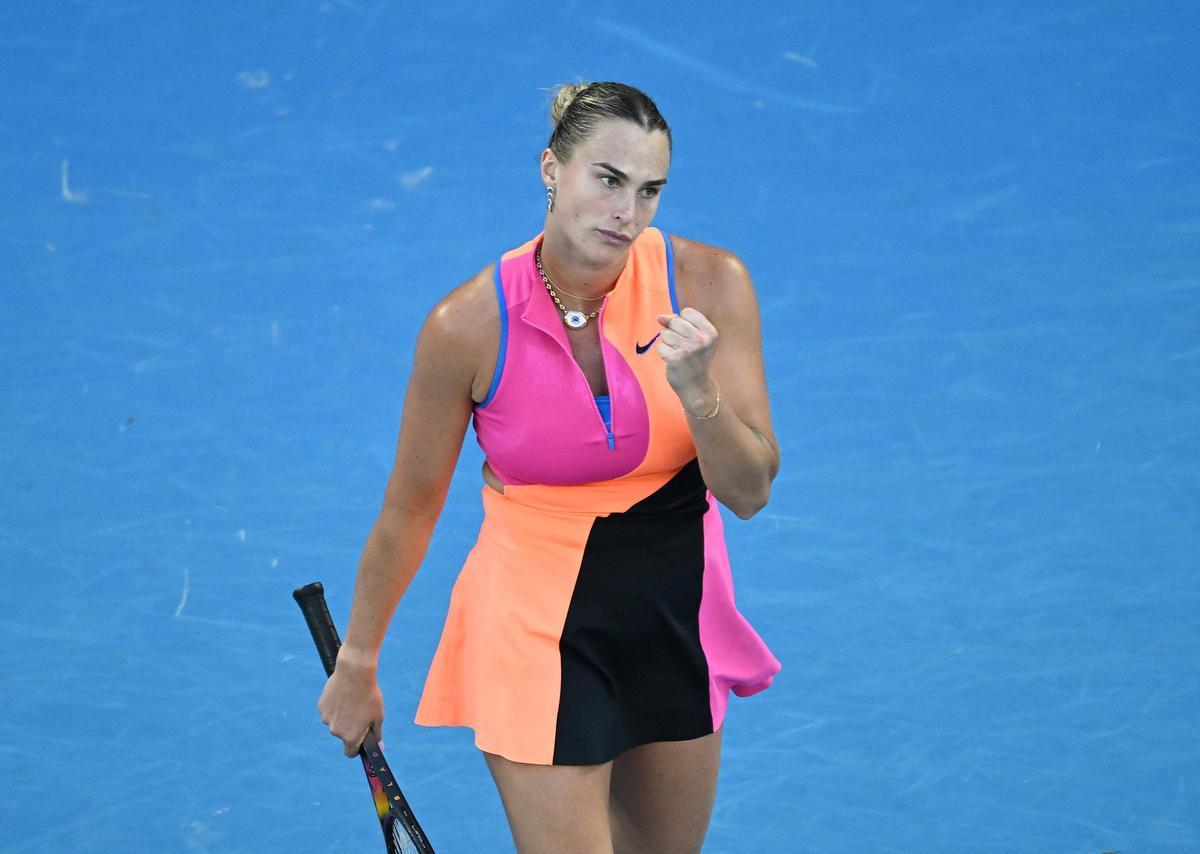 Aryna Sabalenka, durante su estreno en Melbourne.