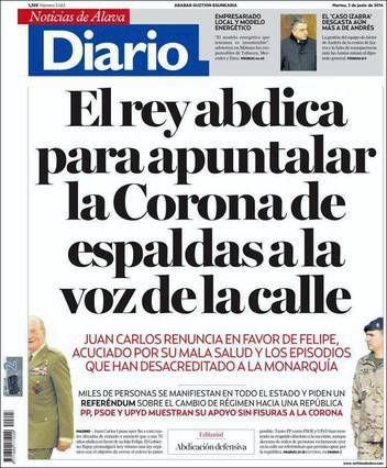 El tratamiento de la abdicación del Rey en algunos diarios extranjeros y españoles