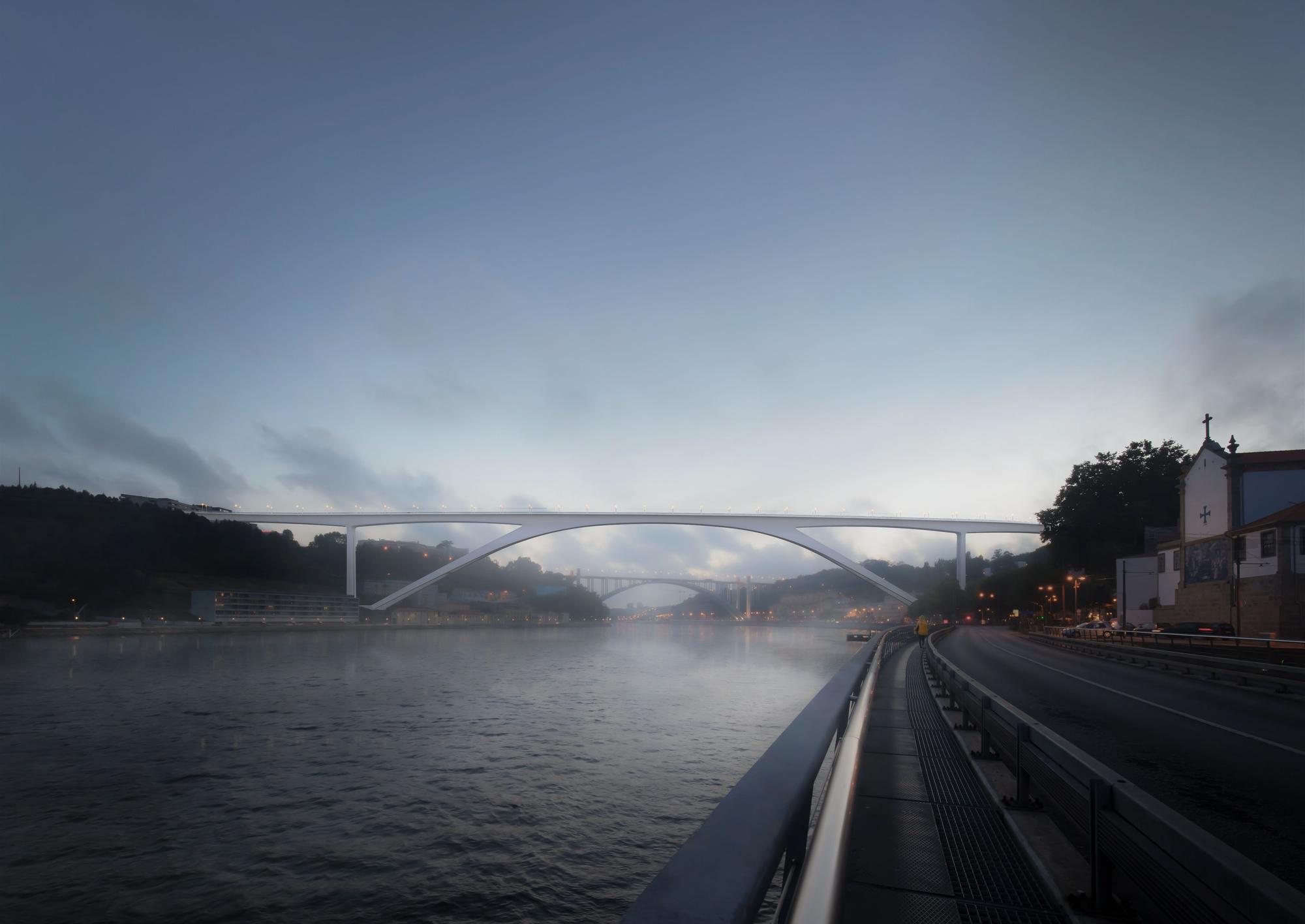 Proyecto premiado del puente sobre el río Duero en Oporto en el que colabora el estudio vigués AM2