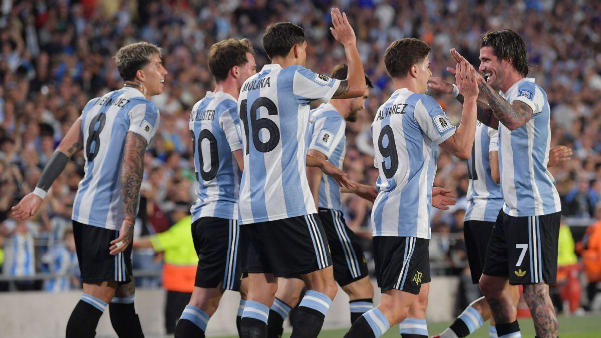 Argentina, en su victoria sobre Brasil (4-1) de la pasada jornada de eliminatorias