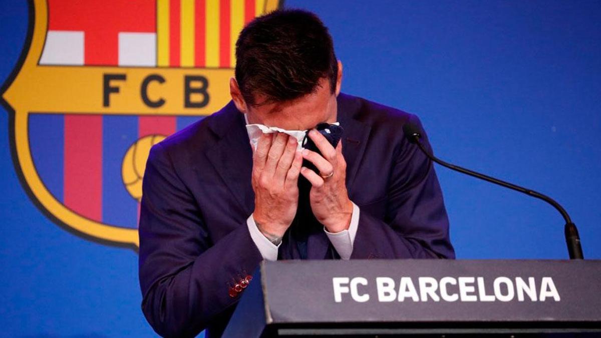 Messi en su despedida del FC Barcelona