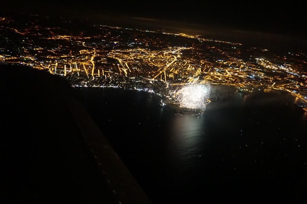 Gijón, la noche de los fuegos desde el aire