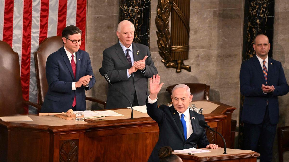 El primer ministro israelí, Benjamin Netanyahu, en el Congreso de los Estados Unidos, en Washington, DC.