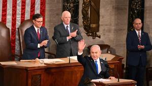 El primer ministro israelí, Benjamin Netanyahu, en el Congreso de los Estados Unidos, en Washington, DC.
