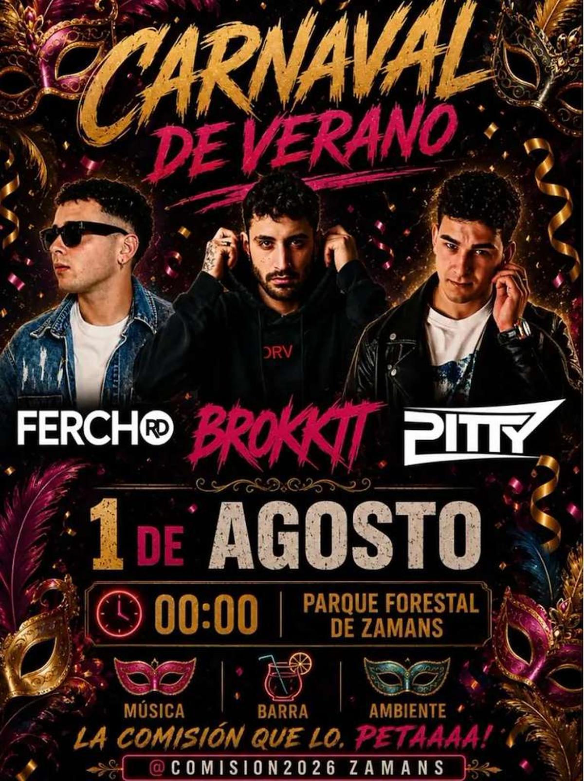 Cartel del Carnaval de Verano en Zamáns.