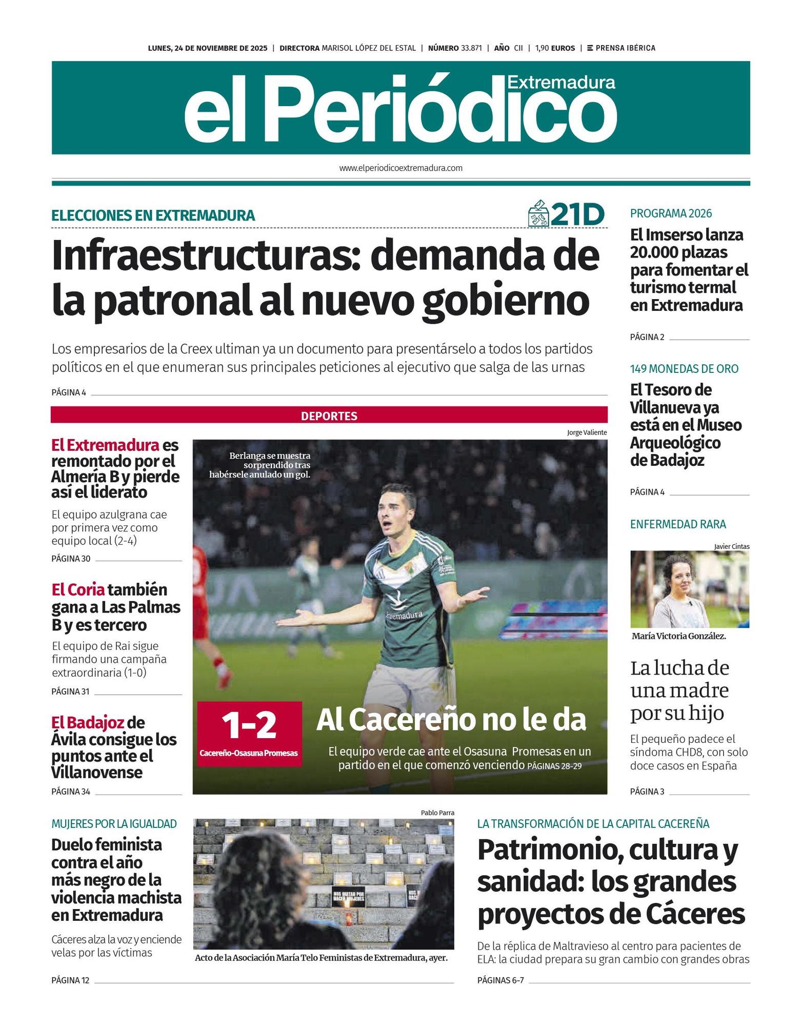 Consulta la portada correspondiente al día 24 de noviembre de 2025