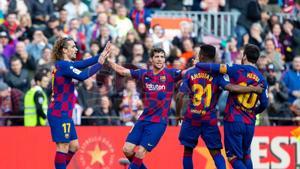 Las mejores imágenes del partido de LaLiga Santander entre el FC Barcelona y el Getafe disputado en el Camp Nou, Barcelona.