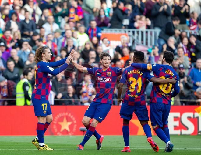 Las mejores imágenes del partido de LaLiga Santander entre el FC Barcelona y el Getafe disputado en el Camp Nou, Barcelona.