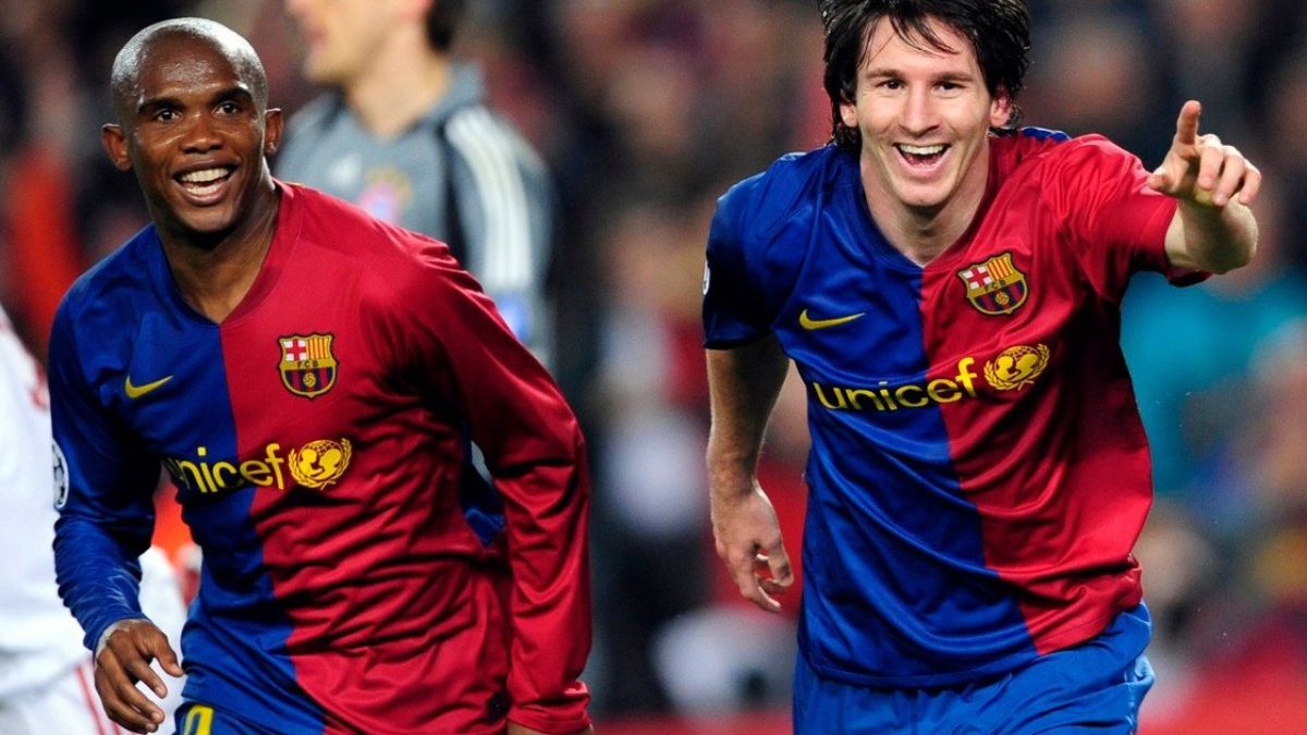 Samuel Eto'o junto a Leo Messi