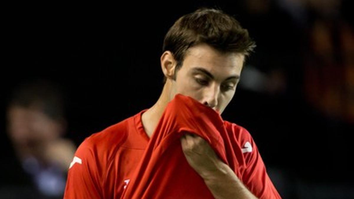 Marcel Granollers, en su enfrentamiento de Copa Davis frente a Frank Dancevic