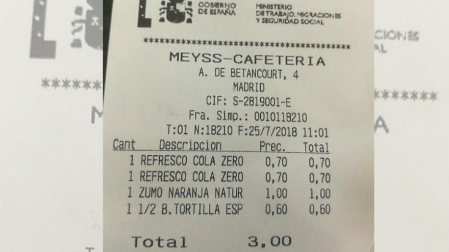 Mini de truita i refresc per 1,30 euros: així es menja al Ministeri de Treball
