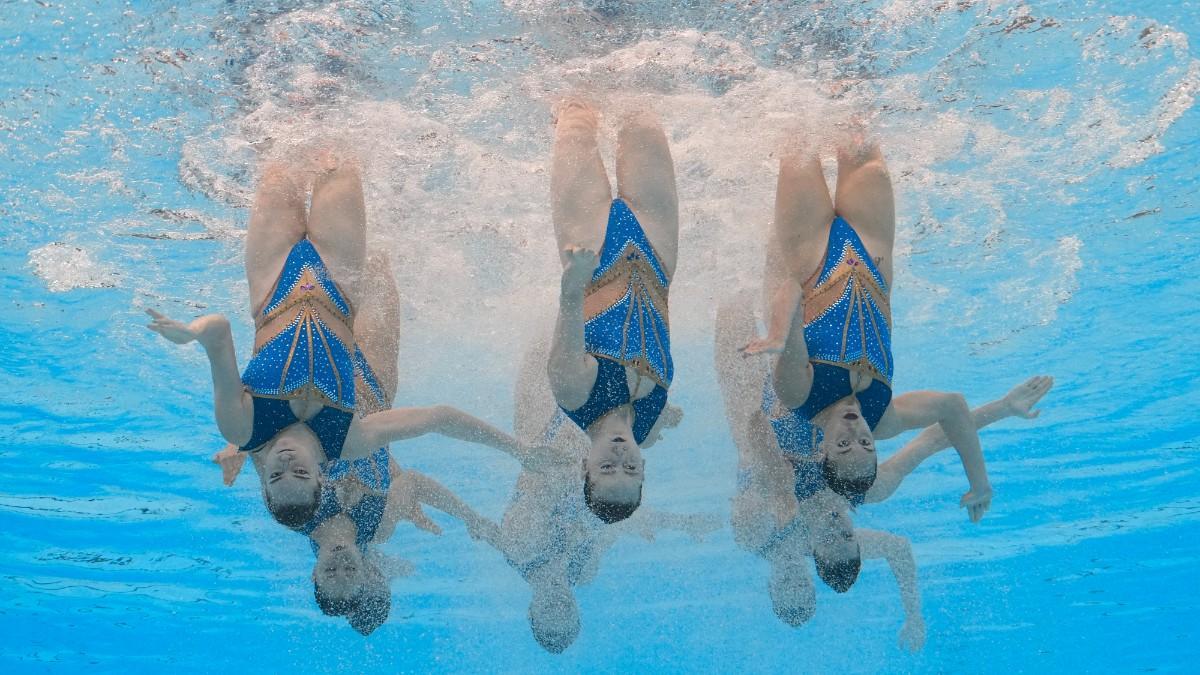 El equipo español realizando su rutina de Aladdín