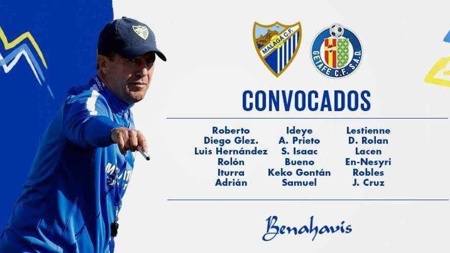 La lista de convocados contra el Getafe